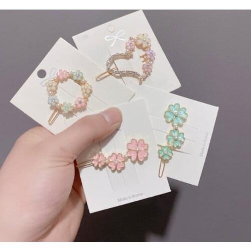 Simple Rhinestone Hair Clips Flower Candy Color Wedding Hair Accessories Girls Hairpins Female Barrette Fashion Women Gift