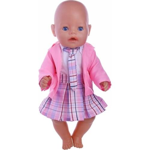 Pink Korea style School uniforms for 18 inch doll,43cm doll for baby gift,Doll accessories n1108