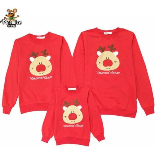 Matching Family Clothes 2021 Christmas Deer Cotton Kid shirt Mother Daughter Father Family Matching Outfits Mommy and Me Clothes
