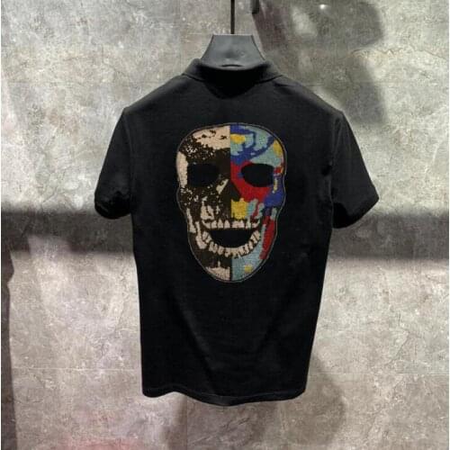 Rhinestones Mens polo short Sleeve Business Dress Casual Shirts Streetwear Party Male Clothing POLO shirts