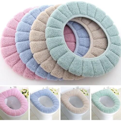 Thick Knitted Velvet Coral Bathroom Toilet Seat Cover Washable Closestool Standard Pumpkin Pattern Soft Cushion