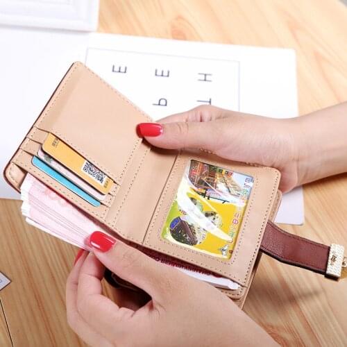 Slim Women Leather Wallet Short Design Credit Card Holder Female Fashion Zipper Coin Purse Money Bag with Photo Window