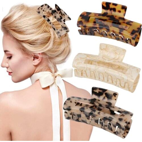 Vintage Leopard Printing Hair Clips for Women Hair Claw High Quality Large Geometric Hairclips Ladies Hairpin Hair Accessories