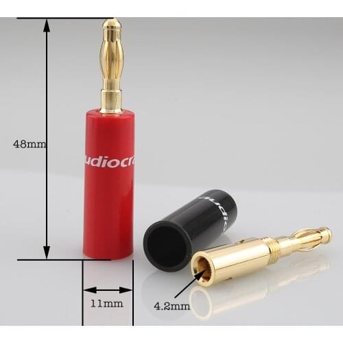 High Quality B837G Banana connector Audiocrast 24k gold plated 4mm Banana Plug hifi Speaker cable Connector
