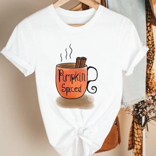 Women Pumpkin Spice Halloween Fall Autumn Thanksgiving Cartoon Kawaii Fashion Clothes Tee Top Tshirt Female Graphic T-shirt
