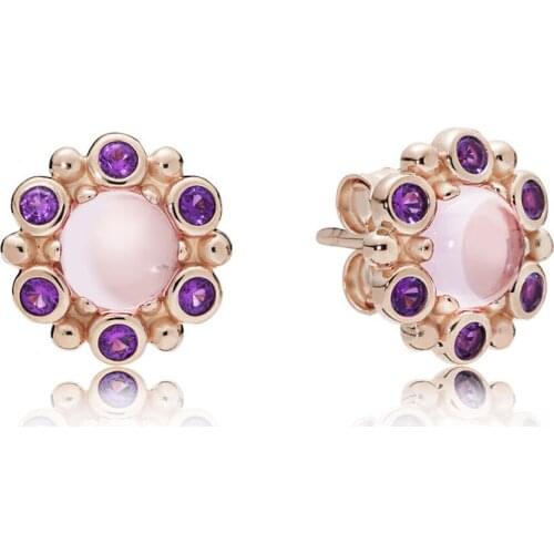 QANDOCCI 925 Sterling Silver Heraldic Radiance Earrings Rose Stud Earring For Women Accessories Wedding Europe Jewelry