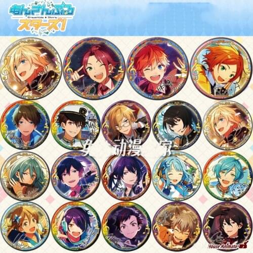 1pcs 58MM Anime Badge Ensemble Stars Knights Trickstar Subaru Hokuto Makoto Isara Mao Eichi BADGE BROOCH Badges Pins Backpack