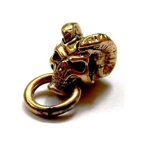 1PC Brass Rams Skull Skeleton Pendant Keychain Key Ring Zipper Head Pendant DIY Decorative Accessories EDC Pocket Tools