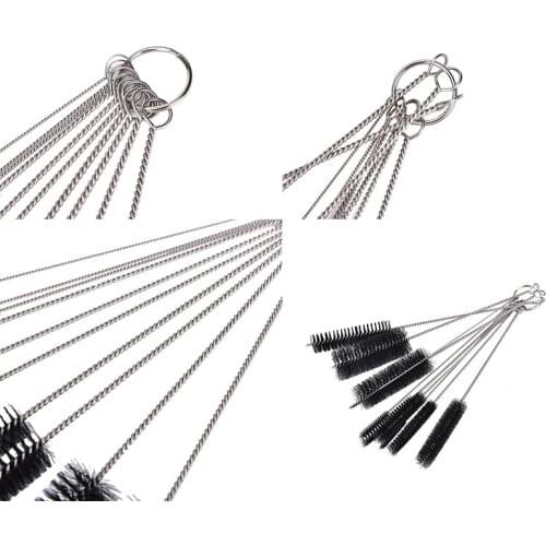 10 Nylon Stainless Steel Cleaners Cleaning Brushes for Tobacco Pipe Airbrush