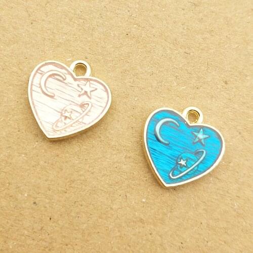 10pcs enamel heart universe charm for jewelry making and crafting earring charm fashion pendant heart charm 11x11mm