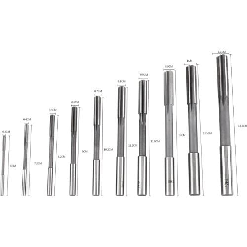 10pcs HSS H8 Straight Shank Chucking Machine Reamer Rotating Tools Core Drill Bit 3/4/5/6/7/8/9/10/11/12mm Woodworking Tools