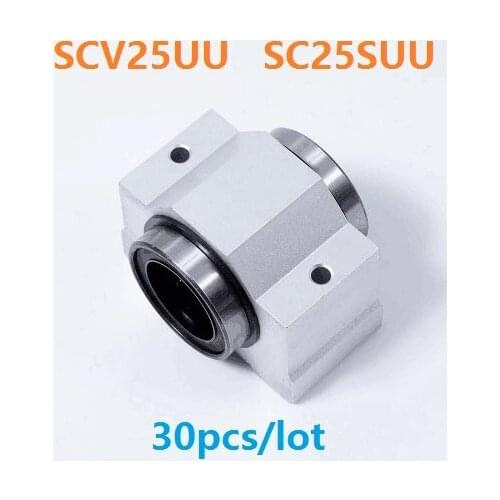 30pcs/lot SCV25UU SCV25 SC25VUU SC25SUU 25mm Shorter linear case unit linear blocks bearings 3D printer