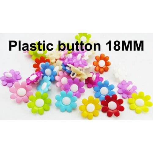100PCS 18MM colors Dyed Plastic flowers buttons coat boots sewing clothes accessory garment button P-235