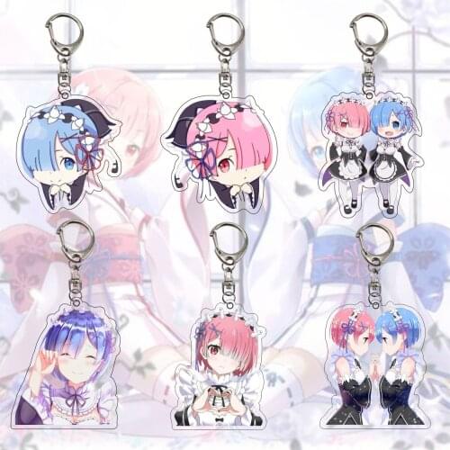 8pcs/lot Anime Re:Life in a different world from zero Acrylic keychain Key bag pendant gif
