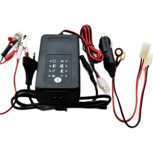 4pcs 12V car battery charger with desulfating,3 kinds of output connectors alligator clips,eyelet rings and cigarette lighter