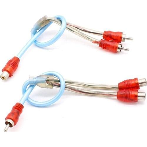 Car Audio Wire PVC Bare Copper Wire Stereo Cable 1 RCA Male to 2 RCA Female /1 RCA Female to 2 RCA Male Audio Signal Wiring Kit