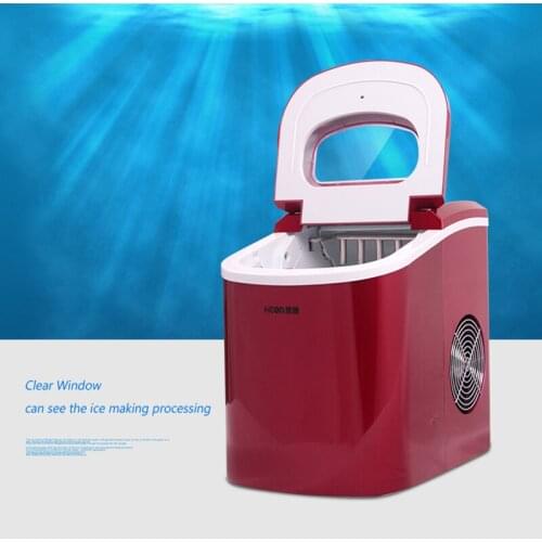 Ice Maker Household Ice Making Machine Small Commercial Ice Maker Milk Tea Shop Ice Machine in Red Color