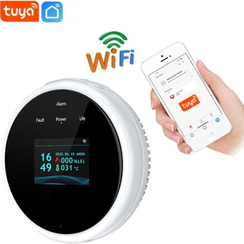 Tuya Smart WiFi Natural Gas Leak Detector Detection Alarm Gas Detector LCD Temperature Sensor For Smart Life
