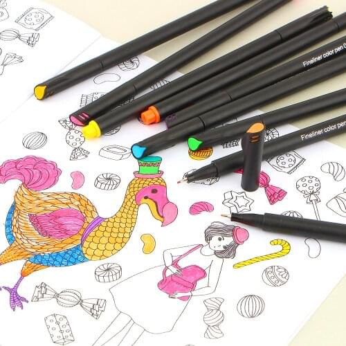 12/24 Colors 0.4mm Fine Tip Art Marker Pen Superfine Fineliner Pens Smooth Sketch Pen Art Supplies for Animation Manga Drawing