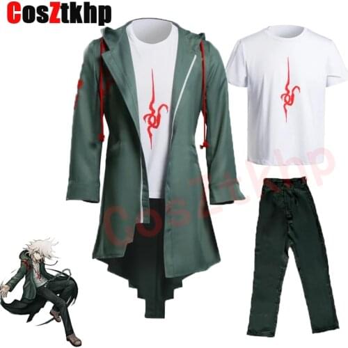 Super Danganronpa 2 Nagito Komaeda Cosplay Jacket T-shirt Sets Halloween Costumes for Women Men Adult Anime Clothes top pants