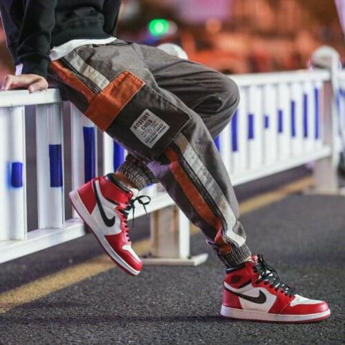 Side Striped Letter Print Men Joggers 2021 New Design Male Cargo Pants Casual Streetwear Hip Hop Sweatpants