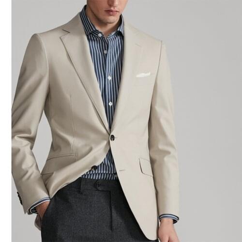 2020 Mens Biege Suit for Men Formal Business Dress Custom Made Slim Fit Groom Tuxedo 2 Pieces Set (Jacket + Pants)