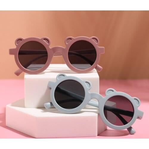 New Kids Sunglasses Cartoon Bear Shape Girls Boy Children Sun Glasses Round Street Beat Eyeglasses Cute Baby Shades Eyewears UV