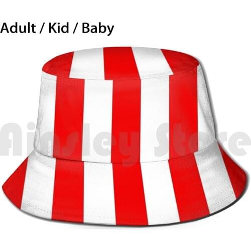 Red And White Stripes Sports Pattern Bucket Hat Adult kid baby Beach Sun Hats Sunderland Atheltico Spain Bayern