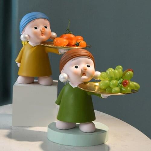 Pearl Girl Sculpture Statue Fruit Tray Storage Jar Character Model Nordic Home Decor Accessories Living Room Desktop Decor Gifts