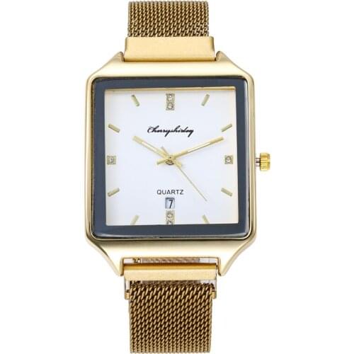2020 Luxury Diamond Women Watches Gold Mesh Calendar Ladies Wristwatch Magnetic Bracelet Watch for Female Clock Relogio Feminino