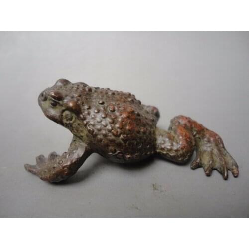 Collect Old China Bronze Carving Auspicious Toad Pendant Decoration paperweight