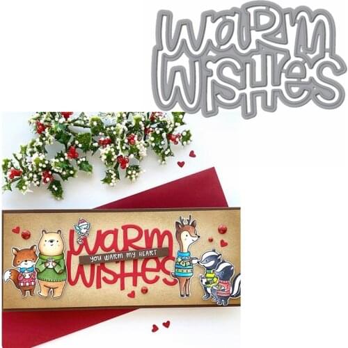 Warm Wishes Phrase For Xmas Metal Cutting Dies Stencils Warm Wishes Die Cut For Card Making DIY New 2019 Crafts Cards