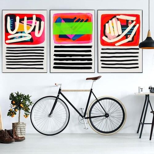 Hexagone Fox Velvet Art Canvas Posters Abstract Geometric Line Scene Green Painting Wall Print Pictures Livingroom Home Decor