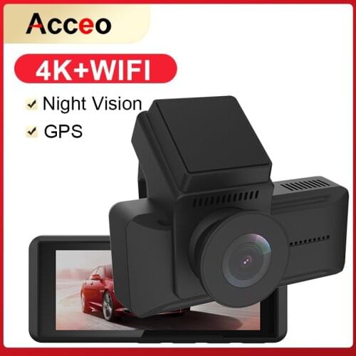 E-ACE B44P 4K Dash Camera 2.45 Inch Mini Car Dvr 2160P Dashcam Night Vision Video Recorder Dual lens wifi Registrar Support GPS