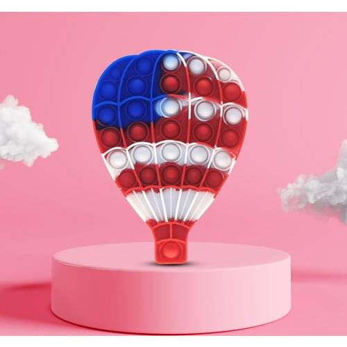 Hot Air Balloon American Flag Silicone Push Bubble Fingertip Toys Stress Reliever Squeeze Crafts Adults Children Sensory Toys