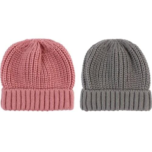 Baby Toddler Knitted Hat Autumn Winter Warm Keeping Solid Color Beanie Cap Stretch Woolen Kids Hats for Newborn Boys Girls