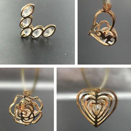 20-25MM Heart Flower Shape KC Gold Color Alloy Glass Crystal Rhinestone Jewelry Charms Pendants