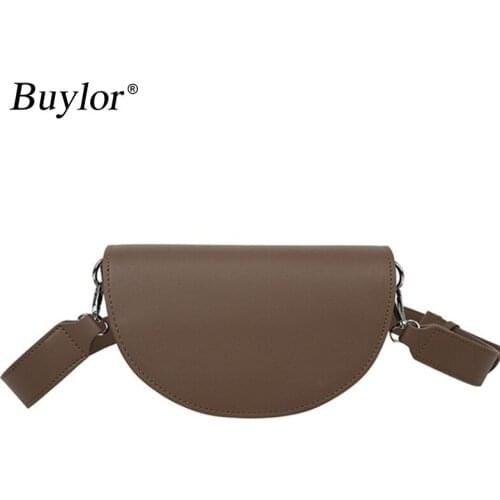 Buylor Female Messenger Bag Waterproof Fashion Girl Shoulder Bag PU Leather Personality Saddle Bag Everyday Diagonal Small Bag