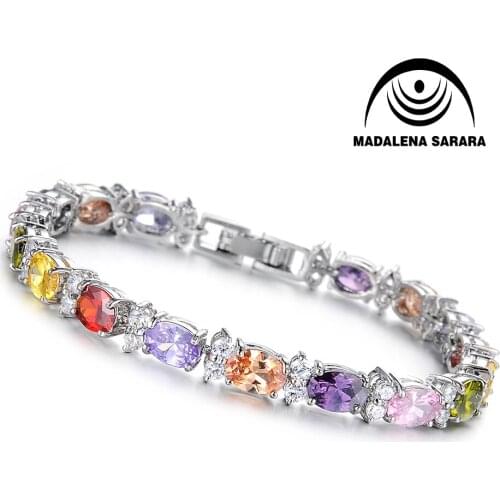 MADALENA SARARA AAA CZ Zircon Inlaid Girl Bracelet Chain Link Easy-Open Simple And Fashion Style Gold Tone Four Options
