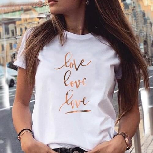 Women T-shirts 90s Love Letter Simple Cute Trend Sweet Graphic Print Female Fashion Cartoon Summer T Top Shirt Tee T-Shirt