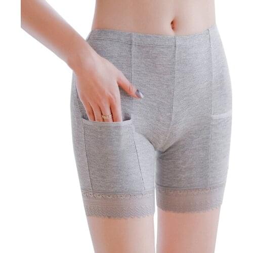 Richkeda Store New 2021 Women Safety Short Pants Soft Lace Shorts Boxer Summer Under Skirt Shorts With Pockets Femme