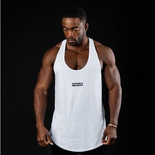 New Muscle Men Gyms Workout I-shaped vest Fitness Bodybuilding sleeveless shirt Male Cotton clothing Casual Singlet Undershirt