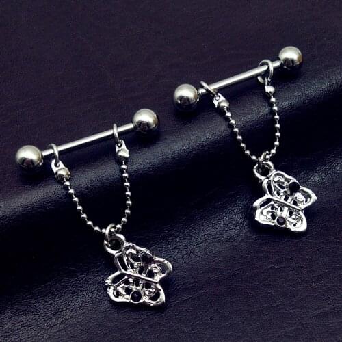 1 pair New Designed purple rhinestone Nipple Antique Very Beautiful Butterfly Body Jewelry Nipple Piercing