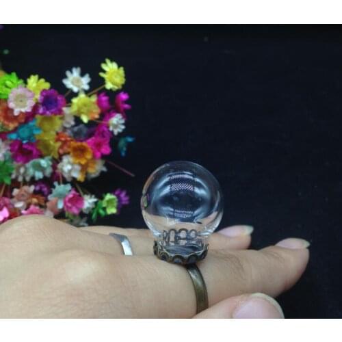 100sets/lot 20*12mm cute ball glass globe with ring findings set glass bottle vial rings handmade jewelry accessory fashion DIY