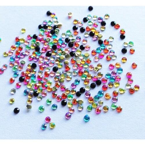 2.0mm - 2.1mm 4.1g/pack Mixed Colors Flatback DIY 3D Nail Art Glue On Non Hotfix Rhinestones