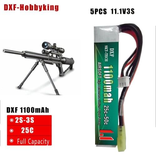 2017 DXF Good Quality 5PCS RC Lipo Battery 11.1V 1100mAh 25C 3S Max50C For Mini Airsoft Guns Model AKKU