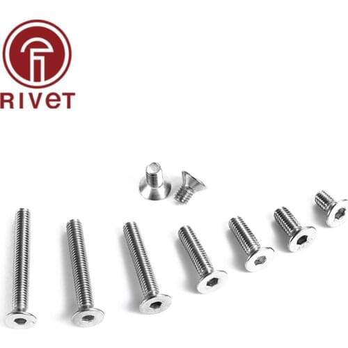 304 DIN7991 M16 Stainless Steel Allen Key Head Flat Screw DIN7991 Hex Socket Flat Countersunk Head Screw Bolt 20/50/100 PCS