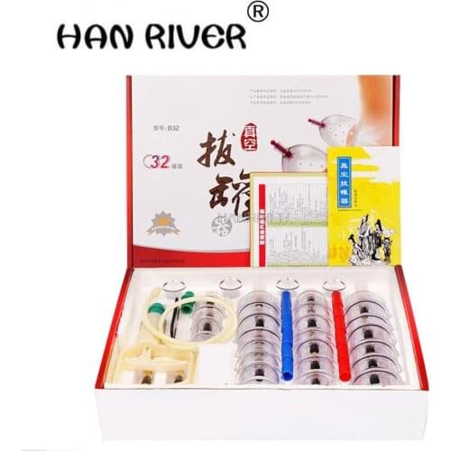 32 Cans 12 Cans cups chinese vacuum cupping kit pull out vacuum apparatus therapy relax massagers curve suction pumps