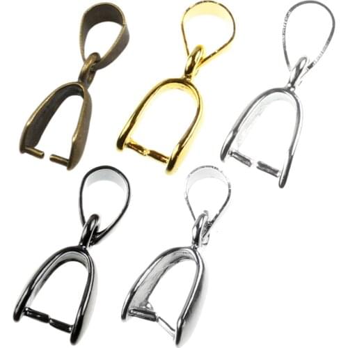 50pcs 17x7mm Alloy Jewelry Findings Pendants Clasps&Hooks Clips Bails Connectors Charm Bail Beads DIY Jewelry Parts Accessories