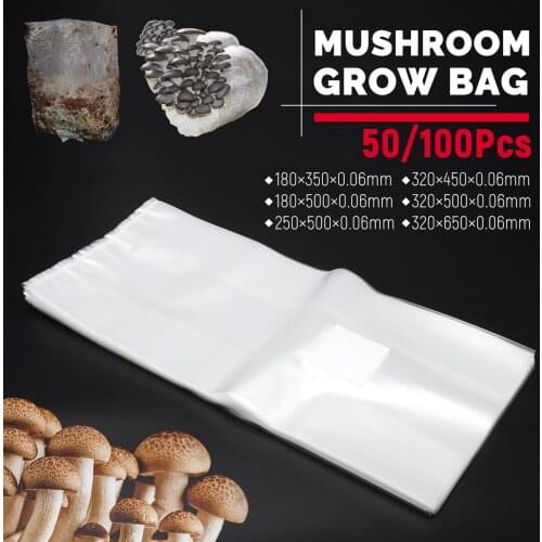 50Pcs PVC Mushroom Spawn Grow Bag Polypropylene Substrate High Temp Pre Sealable Garden Supplies for Fungus
